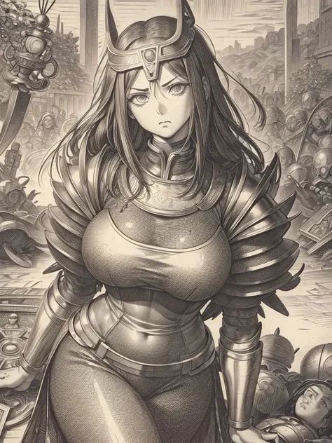 ultradetailed, black and white, battle angel alita sad in an engraving in black and white by albrecht dürer