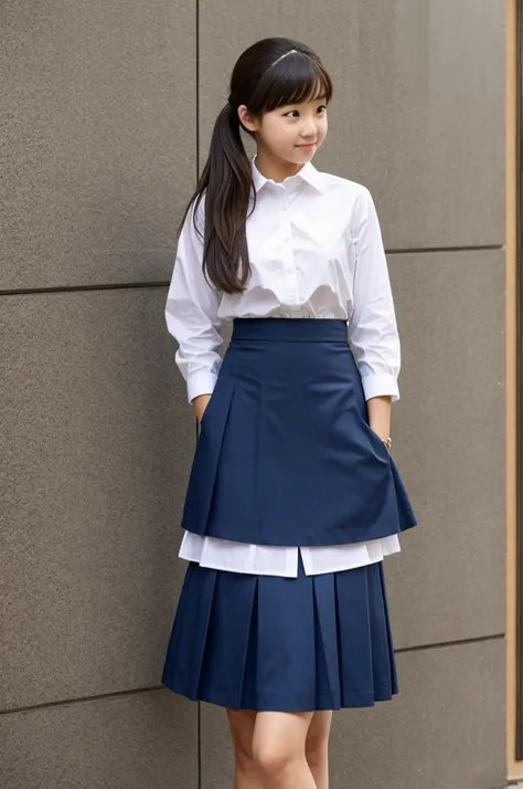 Girl with short school skirt.