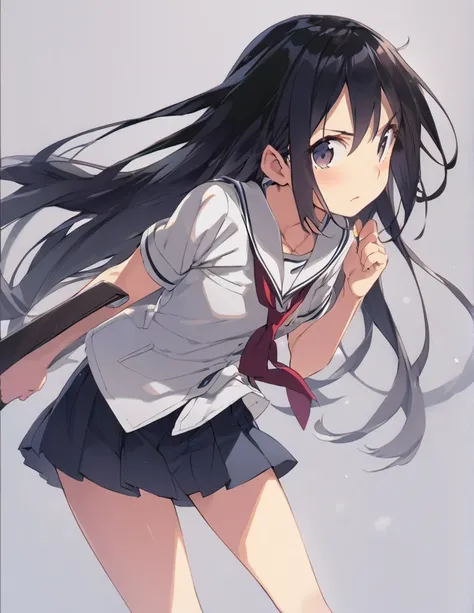 A middle school girl with long black hair