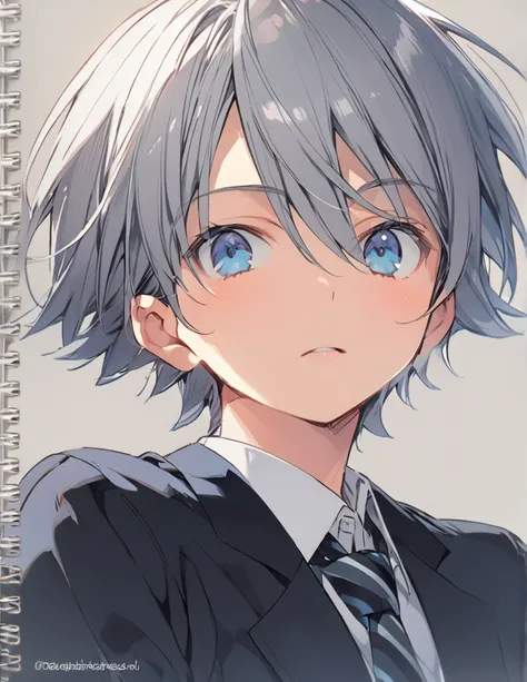 Middle school boy　Grey middle hair  