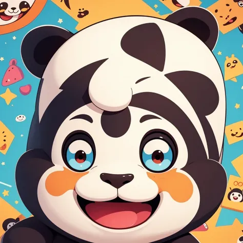 Masterpiece, best quality, “sticker art-style”, 1 panda head, solo, eye_flashing, close-up, emoji style.