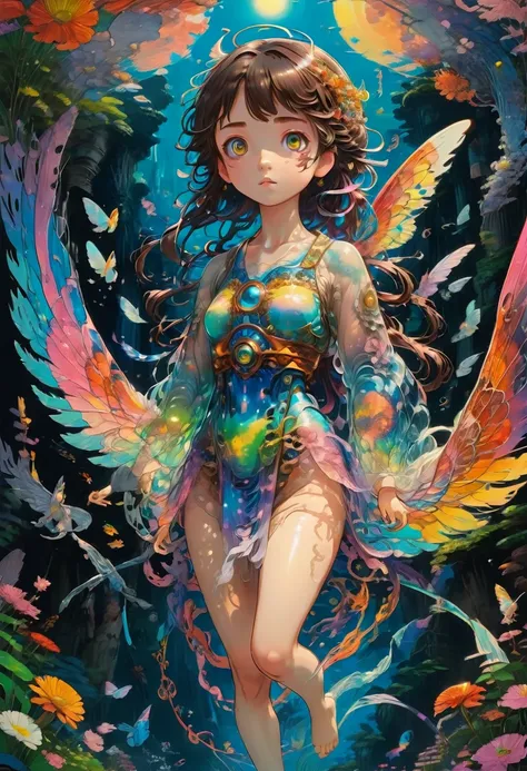 angel, full body, by Studio Ghibli, best quality, masterpiece, very aesthetic, perfect composition, intricate details, ultra-detailed, vibrant colors