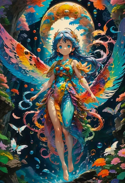 angel, full body, by Studio Ghibli, best quality, masterpiece, very aesthetic, perfect composition, intricate details, ultra-detailed, vibrant colors