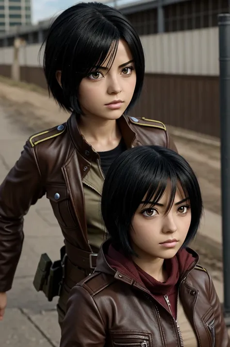 Make an image of the character Mikasa Ackerman from the anime Shingeki no Kyojin with the Bratz style