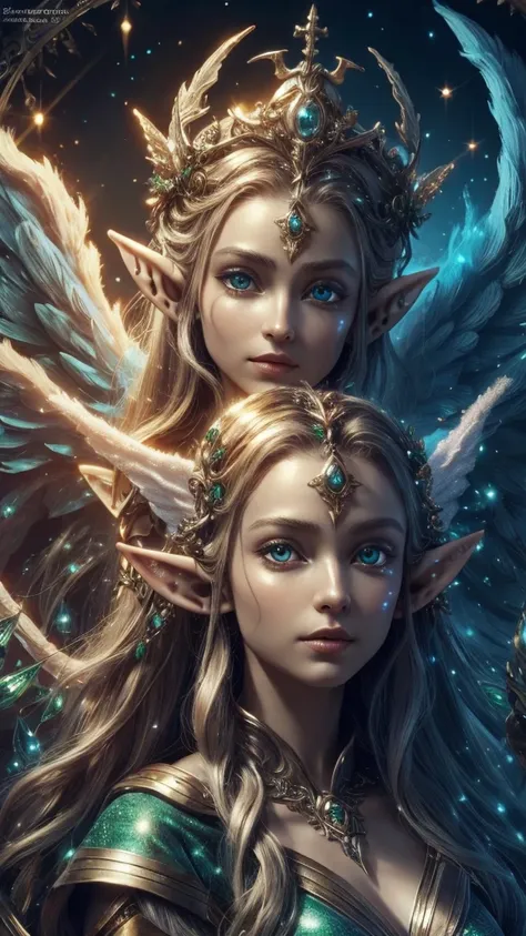 (best quality, 4k, high-resolution, masterpiece:1.2), ultra-detailed, realistic, radiant lighting, (an epoch elves, angel:1.5), ...