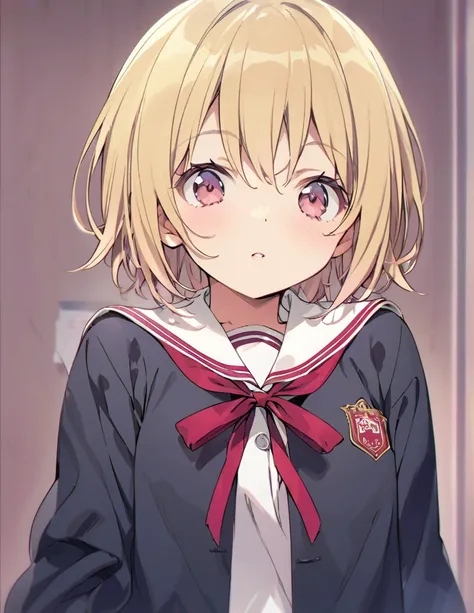 Blonde short hair Junior High school student