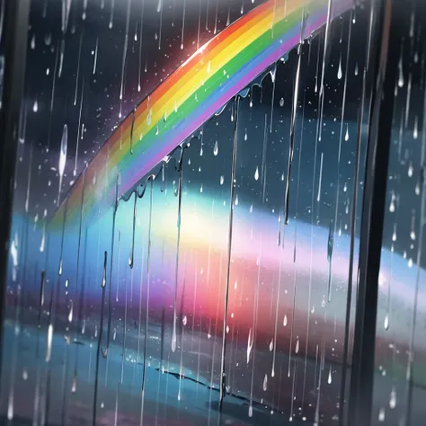 (rain) (Scenery seen through the glass) (rainbow) ((Mysterious))