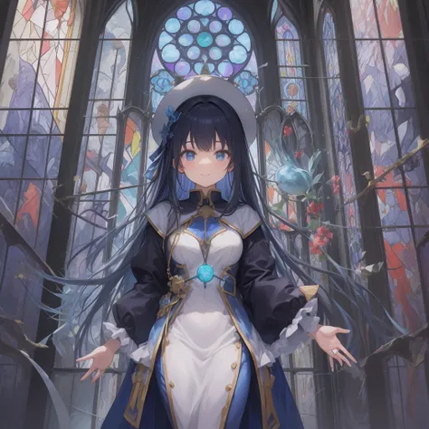 tarot
justice
axis、young woman、smile、Blue Hogow、Cathedral in the background((Stained glass))、Valentine&#39;s Chocolate、Surrounded by believers、Light tones、Gothic style、Decorative edging design。
,Add_Details:1, Add_Details:0, Add_Details:0.5