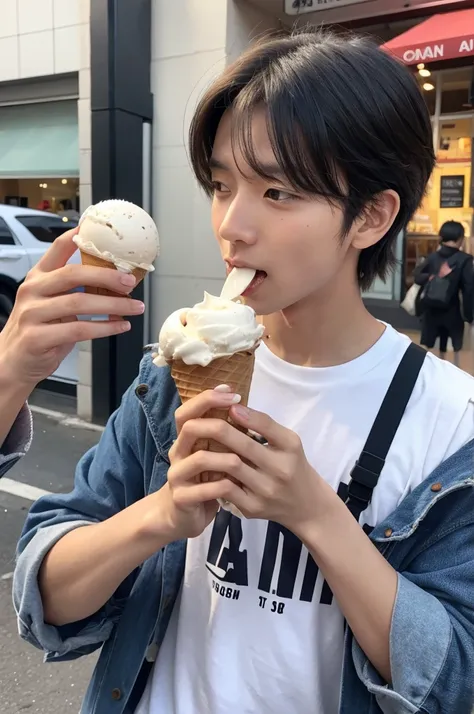 Man eating ice cream