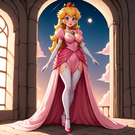 Princess Peach, 4 big breasts, 4 arms, full body.