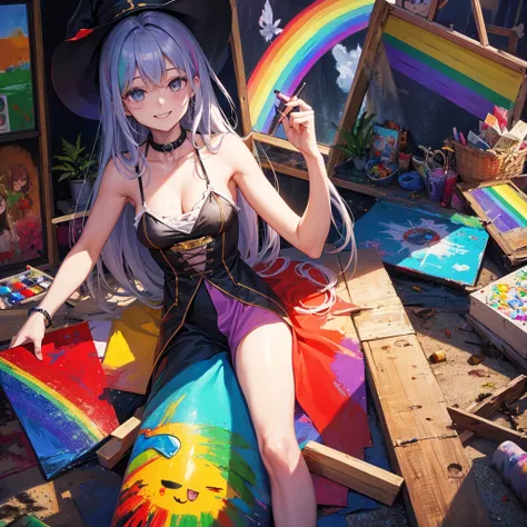 witch（art room　painting on canvas（crucifixion　slam　rainbow colors）smile）poster