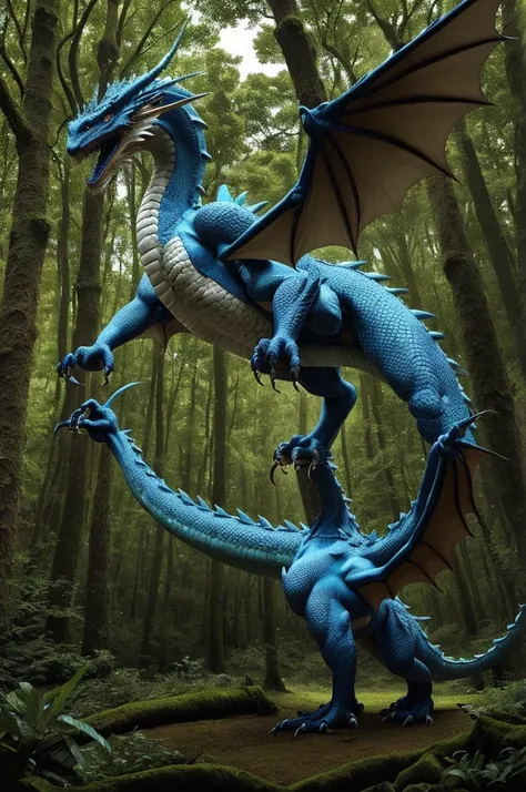 giant dragon, winged, majestic, ancestral blanco, lying in a forest enchanting with night glow
