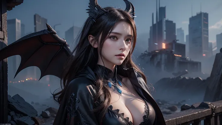 Close-up of a woman, Black robe, 2. 5D CGI anime fantasy artwork, Large Breasts，Epic fantasy digital art style, detailed Digital 2D fantasy art, Digital 2D fantasy art, original photo, (best quality:1.3), high resolution, (masterpiece), (lifelike:1.4), Pro...