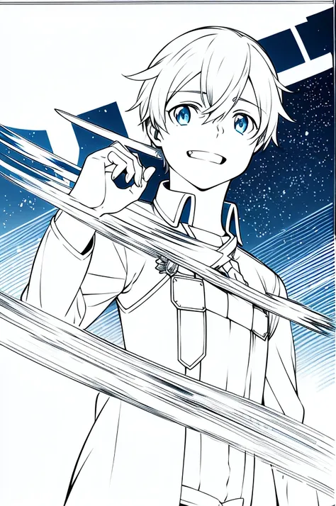 eugeo sword art online, looking at viewer, boy, masterpiece, laughing, high quality, 4k, no background, white background