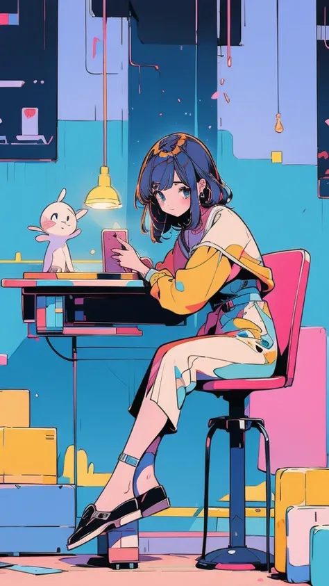 
cartoon girl sitting at a desk with a laptop computer, cartoon style illustration, digital anime illustration, in the art style of bowater, in style of digital illustration, illustration style, beautiful illustration, cute detailed digital art, beautiful ...