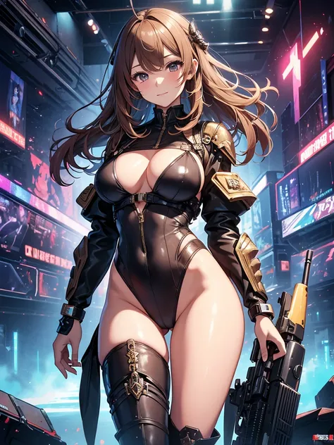 Beautiful Woman Height 170cm、Bust 100
　Beautiful bodystocking  underwear,(( sexy bikini   latex))   side shot,美しいお尻、body stocking,swim wear, Beautiful thighs、Beautiful Skin、detailed groin、Huge machine gun、モビルスーツ、パワードスーツ、I was captured by the enemy and had ...