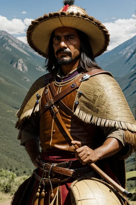 Create the image of a Spanish conquistador in indigenous lands