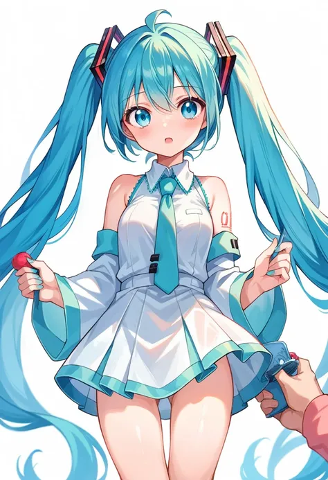 masterquality,Hatsune Miku,1girl,,poor tits,,nursery uniform nsfw,nudesmock