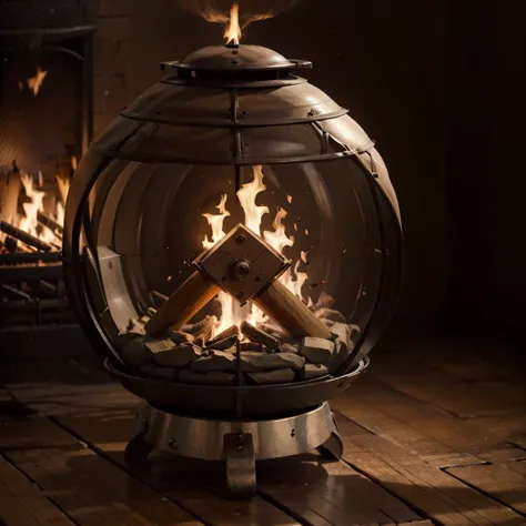 I am a designer and I need you to create this image for me, a firebox with a fire reel inside.