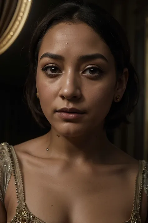 Ruth Negga as The Rani (Doctor Who), 1girl, beautiful detailed eyes, beautiful detailed lips, extremely detailed face and expression, long eyelashes, regal elegant pose, ornate victorian dress, mysterious victorian mansion interior, dramatic lighting, chia...