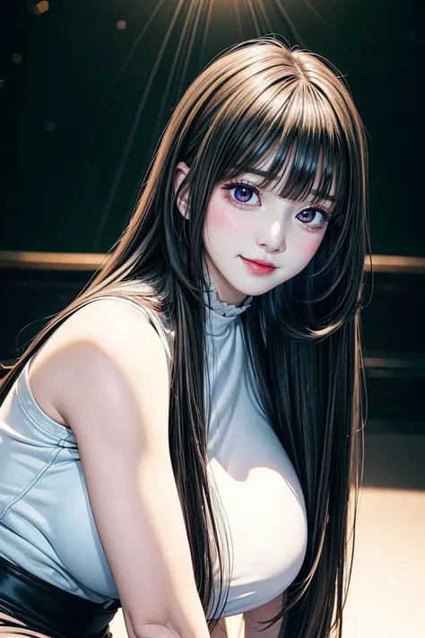 ((Classic thick voluminous bangs:1.1)),(((Longer, heavy be, More voluminous side locks:1.1))),, hime-cut, Hairstyle with straight bangs, Round face with dull bangs, dull with long hair、Bangs are cut straight, (((Full body, thighs thighs thighs thighs))),Si...