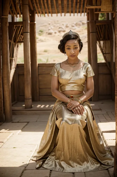 Ruth Negga, empress clothes, crown, African rings