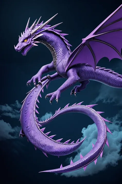 a young
adult dragon. He has
violet scales and quills
on his back. His breath
is a cloud of gas