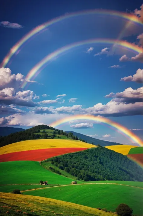 Landscape rainbow background 