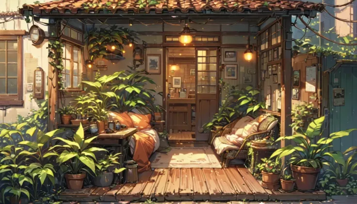 ((anime:1.4,illustration)),(masterpiece, top quality, best quality),(ultra-detailed, absolutely resolution),((16k, high res)), (((cozy lofi veranda with plants,))), ((cosy lofi illustration:1.4)), ((anime:1.4, illustration)),(masterpiece, top quality, best...