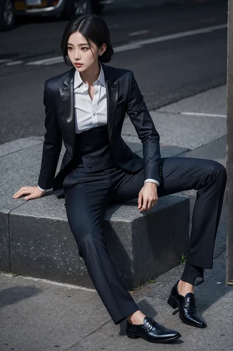 Formal occasions：Choose a well-tailored suit，Wear a simple shirt underneath。Mainly dark colors，como preto、Dark blue or dark gray。Shoes: leather shoes，Keep the overall shape simple and elegant。