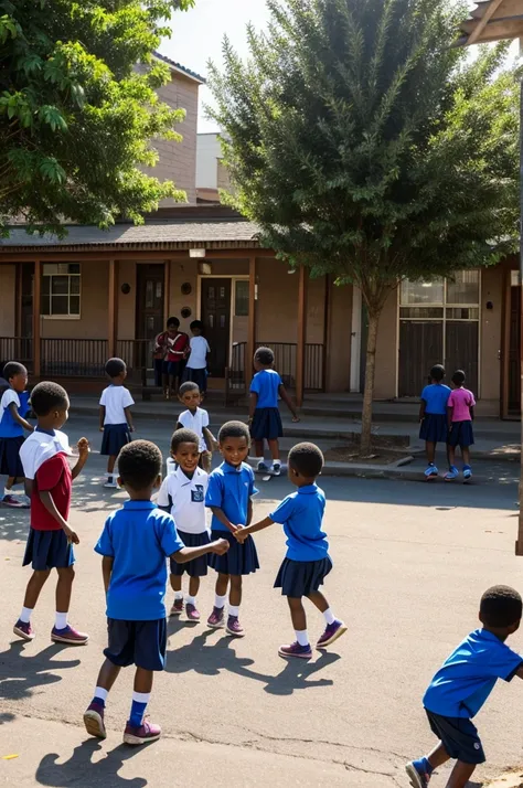 neighborhood, humble children playing, united, with forgive them happy, Schools 