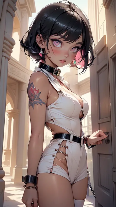 girl from ancient Egypt,1girl,

(large breasts:1.4),saggy breasts,((((Pixie cut hair,black hair:1.5,colored inner hair)))),(((pink_eyes:1.3))),intricate eyes,beautiful detailed eyes,symmetrical eyes,big eyes:1.2,((((lustrous skin:1.5,tanned skin,bright ski...