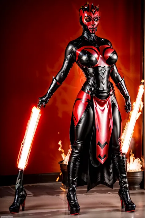 alone, mecha jessica nigri as darthmaul, ((flawless red skin)) (red:1.1),