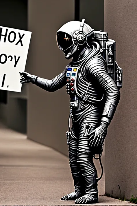 Astronaut holding a sign saying hoax