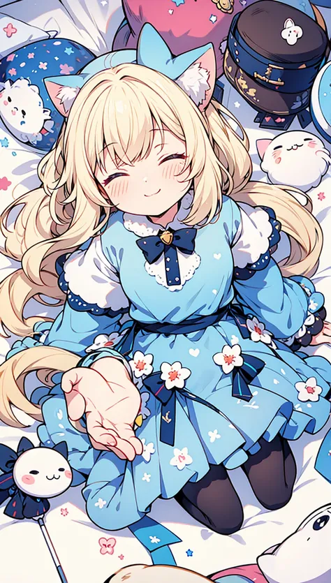 Cute Chibi Smile Cat Ears Sleeping Face Alice　Rainbow Design