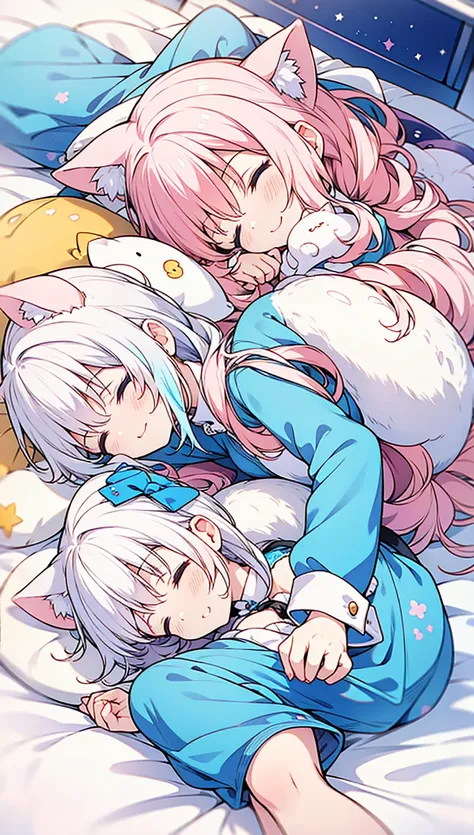 Cute Chibi Smile Cat Ears Sleeping Face Alice　Rainbow Design