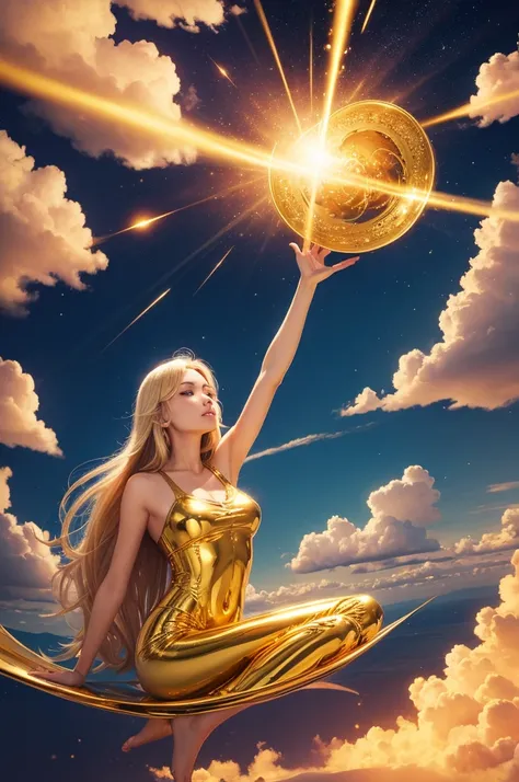 Golden divine realm floating in the sky 