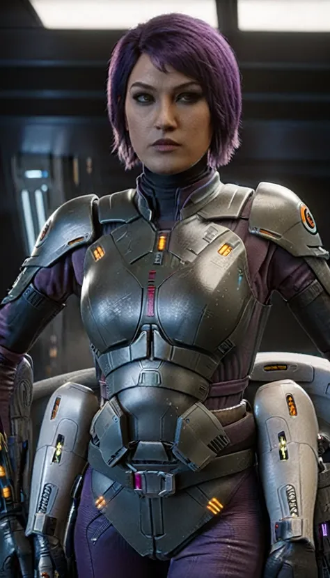 professional 3d model Cinematic scene, sabine wren, SILVER armor (HUGE BREASTS), Ghost in the Shell, detailed background, masterpiece, best quality, high quality, highres, absurdres . octane render, highly detailed, volumetric, dramatic lighting
