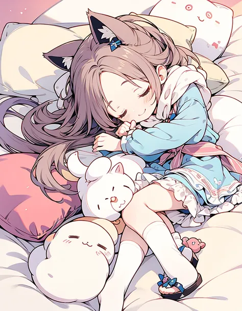 Cute Chibi Smiling Cat Ears Sleeping Face Alice Style　Deformation