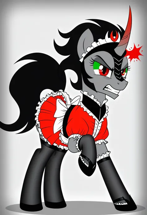  Pony King sombra angry  maid outfit black stockings