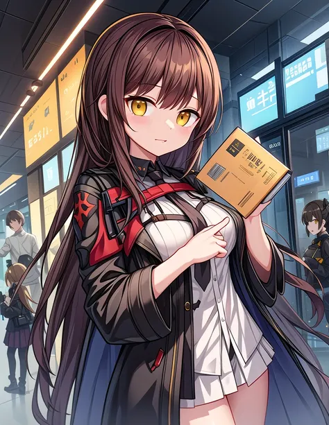 Anime characters holding a book in their hands, Fleet Collection Style, Girls Frontline style, Meow, by Shitao, from Girls Frontline, Anime cute art style, Girls Frontline, Girls Frontline cg, Check her phone, The Golden Fleet, Actress 👀 :8, She holds a sm...