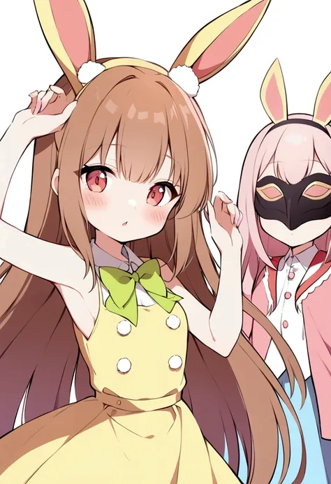 mask、Straight, medium-long, chestnut-colored bunny girl