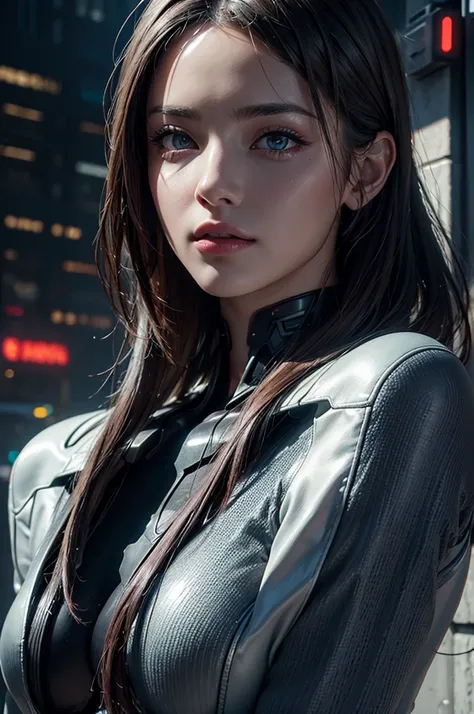 (ultra quality, 4k, 8k, high resolution, masterpiece: 1.2), ultra detailed, (realistic, photorealistic, photorealistic: 1.37) a young and beautiful semi naked woman walking in a futuristic city, detailed skin, beautiful detailed eyes, beautiful detailed li...