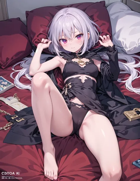 Cartoon character lying on the bed，Covered with a red and white blanket, 2 b, 2b, best anime 4k konachan wallpaper, Detailed key animation art, Detailed anime artwork, Bad guy anime 8k, anime art wallpaper 8 k, Official artwork with high detail, Art Book A...