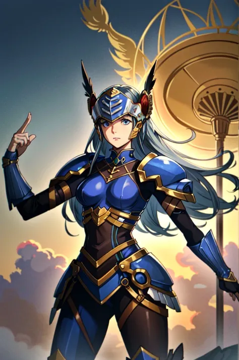 ((masterpiece, highest quality))
valkyrieプロフィールレネス, one girl, long hair, blue eyes, armor, helmet, valkyrie, abandoned amusement...