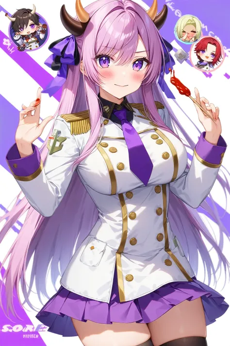 score_9_superior,score_8_superior,score_7_superior,score_6_superior,sauce_anime, go,  purple short pleated skirt, white military...