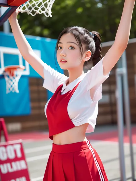 Highest quality、High resolution、Detailed Background、Beautiful Face、High detail、(Perfect Anatomy, Perfect Style)、(Detailed facial expressions)、(fine grain:1.2)、Teenage Beauty、(very wide shot:1.5), One Girl、Elementary school students, Cute black hair、Braided...