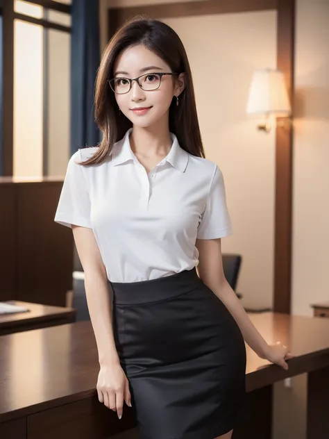 masterpiece, best quality, 8k resolution, high detail, japanese office lady, evening setting, after work, living room background...