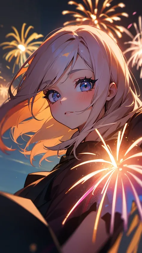 fireworks inside in a beautiful girl eyes