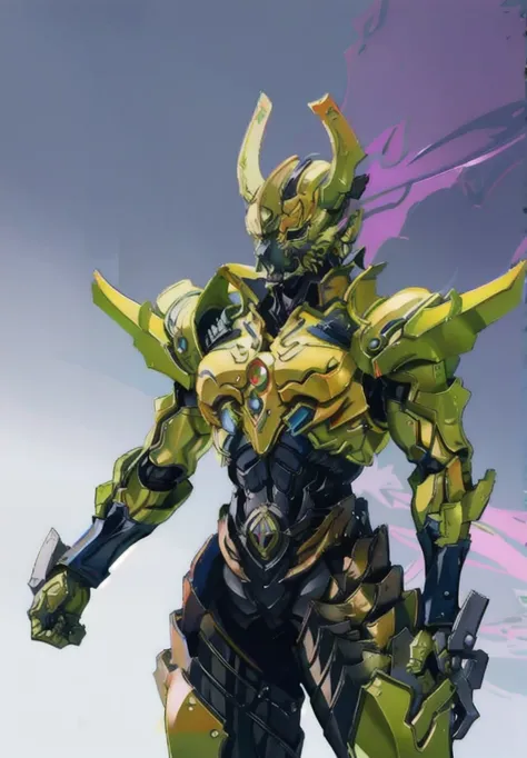 armored male warrior in chinese fantasy style, saint seiya style, wearing a fully enclosed vajrayaksa-inspired helmet, multilayered composite chest plates, fully covered shoulder and hand guards, lightweight waist armor, skin-tight leg guards, the overall ...